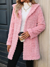 Load image into Gallery viewer, Heart Open Front Hooded Fuzzy Coat