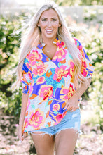 Load image into Gallery viewer, Printed Notched Half Sleeve Blouse
