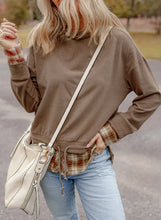 Load image into Gallery viewer, Drawstring Plaid Turtleneck Long Sleeve Top