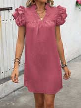 Load image into Gallery viewer, Ruffled Notched Cap Sleeve Mini Dress