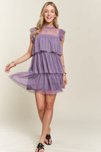 Load image into Gallery viewer, ADORA Layered Ruffled Cap Sleeve Mesh Dress