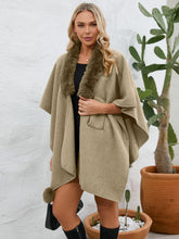 Load image into Gallery viewer, Fuzzy Trim Open Front Poncho