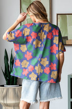 Load image into Gallery viewer, HOPELY Full Size Floral Round Neck Side Slit T-Shirt
