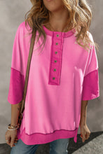 Load image into Gallery viewer, Exposed Seam Round Neck Half Sleeve T-Shirt
