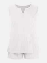 Load image into Gallery viewer, Full Size Waffle-Knit Notched Top and Shorts Set