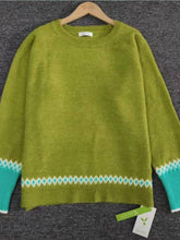 Load image into Gallery viewer, Contrast Round Neck Long Sleeve Sweater