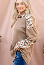 Load image into Gallery viewer, And The Why Printed Color Block Hooded Waffle Top
