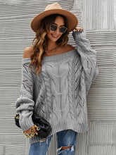 Load image into Gallery viewer, Cable Knit Openwork Off-Shoulder Sweater