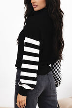 Load image into Gallery viewer, Striped &amp; Checkered Turtleneck Dropped Shoulder Sweater