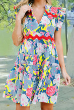 Load image into Gallery viewer, Ruffled Printed Cap Sleeve Mini Dress