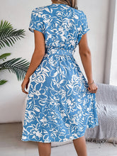 Load image into Gallery viewer, Printed V-Neck Short Sleeve Dress