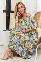 Load image into Gallery viewer, ADORA Layered Floral Off-Shoulder Short Sleeve Maxi Dress