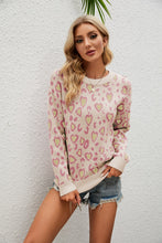Load image into Gallery viewer, Heart Round Neck Dropped Shoulder Sweater