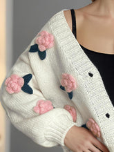 Load image into Gallery viewer, Flower Button Down V-Neck Long Sleeve Cardigan