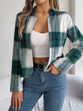 Load image into Gallery viewer, Plaid Open Front Long Sleeve Jacket