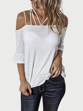 Load image into Gallery viewer, Full Size Cold Shoulder Three-Quarter Sleeve Blouse