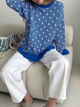 Load image into Gallery viewer, Contrast Sailboat Round Neck Long Sleeve Sweater