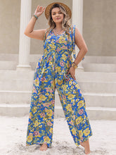 Load image into Gallery viewer, Plus Size Printed V-Neck Wide Leg Jumpsuit