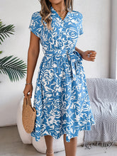 Load image into Gallery viewer, Printed V-Neck Short Sleeve Dress