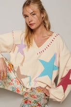 Load image into Gallery viewer, POL V-Neck Long Sleeve Star Fringe Sweater
