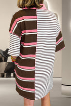 Load image into Gallery viewer, Striped Collared Neck Half Sleeve Mini Dress