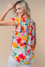 Load image into Gallery viewer, White Birch Full Size Short Sleeve Floral Woven Top
