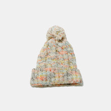 Load image into Gallery viewer, Contrast Cable-Knit Hat with Pompom