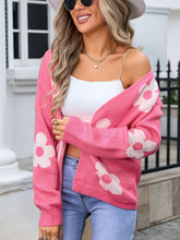 Load image into Gallery viewer, Flower Open Front Long Sleeve Cardigan