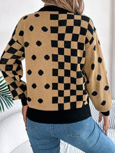 Load image into Gallery viewer, Plaid Round Neck Long Sleeve Sweater