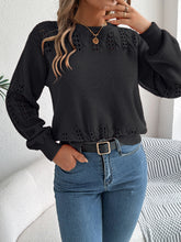 Load image into Gallery viewer, Openwork Round Neck Long Sleeve Sweater