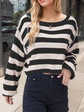 Load image into Gallery viewer, Striped Dropped Shoulder Long Sleeve Sweater