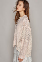 Load image into Gallery viewer, POL Round Neck Long Sleeve Raw Edge Lace Top