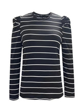 Load image into Gallery viewer, Full Size Striped Round Neck Puff Sleeve T-Shirt