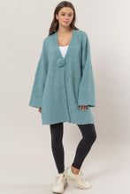 Load image into Gallery viewer, HYFVE Front Rosette Longline Slit Sweater Cardigan