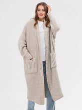 Load image into Gallery viewer, Pocketed Open Front Long Sleeve Longline Cardigan
