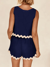 Load image into Gallery viewer, Contrast Rickrack Trim Sleeveless Top and Shorts Set