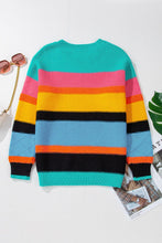 Load image into Gallery viewer, Contrast Round Neck Dropped Shoulder Sweater