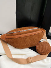 Load image into Gallery viewer, Corduroy Adjustable Strap Crossbody Bag with Pouch