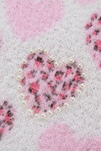 Load image into Gallery viewer, Pearl Detail Heart Round Neck Sweater