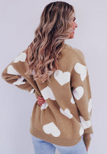 Load image into Gallery viewer, Heart Round Neck Long Sleeve Sweater