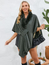 Load image into Gallery viewer, Fuzzy Trim Open Front Poncho