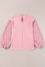 Load image into Gallery viewer, Swiss Dot Mock Neck Balloon Sleeve Blouse