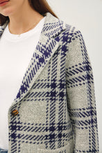 Load image into Gallery viewer, Be Cool Plaid Long Sleeve Sweater Jacket with Front Patch Pockets