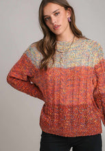 Load image into Gallery viewer, Cable-Knit Color Block Round Neck Long Sleeve Sweater