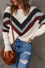Load image into Gallery viewer, Contrast Dropped Shoulder Long Sleeve Sweater