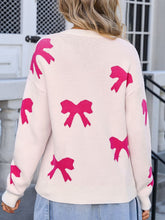 Load image into Gallery viewer, Bow Round Neck Dropped Shoulder Sweater