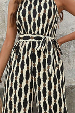 Load image into Gallery viewer, Tied Printed Grecian Neck Jumpsuit
