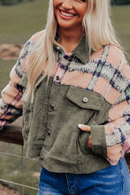 Load image into Gallery viewer, Plaid Corduroy Flap Pockets Button Up Jacket