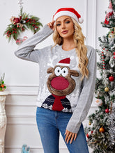 Load image into Gallery viewer, Reindeer Round Neck Long Sleeve Sweater