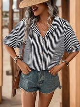 Load image into Gallery viewer, Striped Collared Neck Half Sleeve Shirt